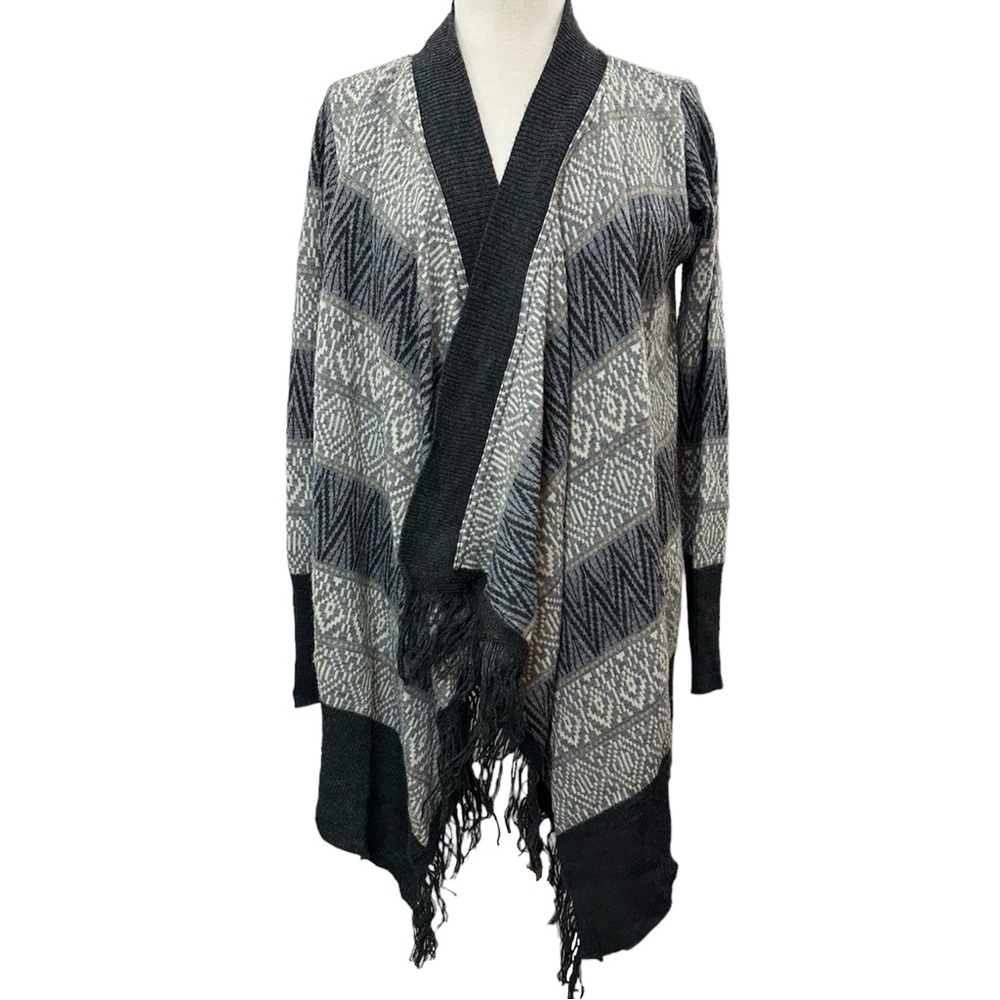 BERRETTI Italy Gray Wool Blend Wrap Shawl Open Cardigan Sweater Top Large